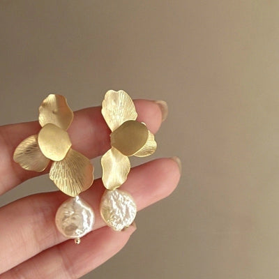 3 Pieces Sweet Heart Shape Rose Flower Inlay Imitation Pearl Alloy Rhinestones Earrings