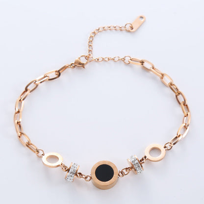 Women Versatile Asymmetrical Circle Chain Geometric Stainless Steel Electroplating Bracelets