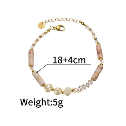Minimalist Classic Style Round 304 Stainless Steel Natural Stone Bracelets