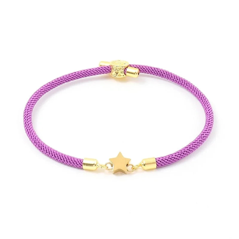 Elegant Minimalist Classic Style Star 304 Stainless Steel Nylon Twisted Rope Chain Bracelets In Bulk