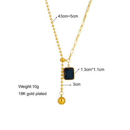 Fashion Square Heart Irregular Tassel Titanium Steel Electroplating Necklaces