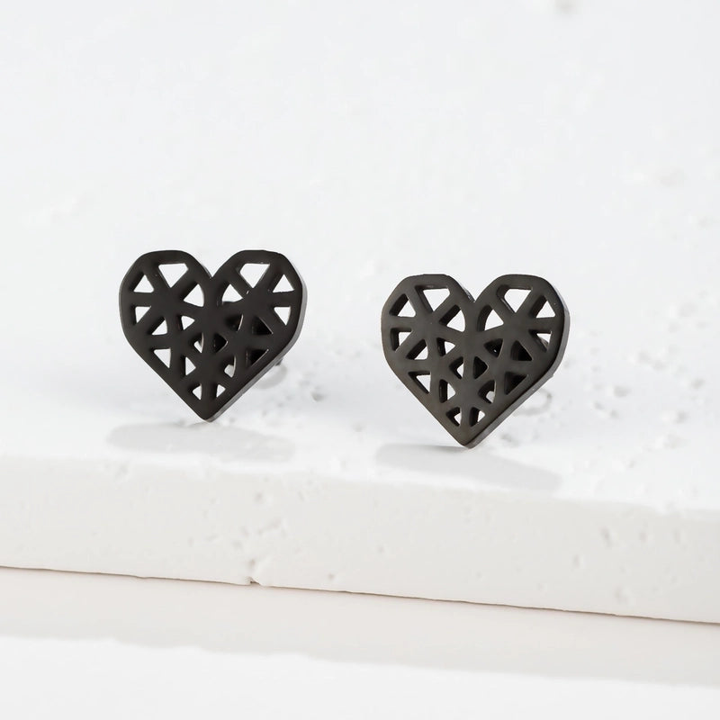 1 Pair Sweet Minimalist Artistic Heart Shape Butterfly Polishing 304 Stainless Steel 18K Gold Plated Ear Studs