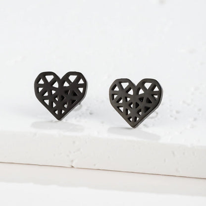 1 Pair Sweet Minimalist Artistic Heart Shape Butterfly Polishing 304 Stainless Steel 18K Gold Plated Ear Studs