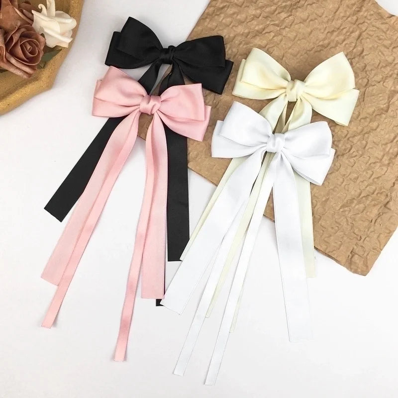 Sweet Girl Bow Ribbon Hairpin Japanese And Korean Style Simple High Sense Back Head Hairpin Internet Celebrity Hair Accessories