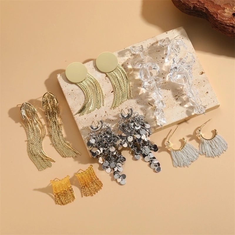 1 Pair Elegant Tassel Sequins Plating Inlay Brass Zircon 14k Gold Plated White Gold Plated Drop Earrings