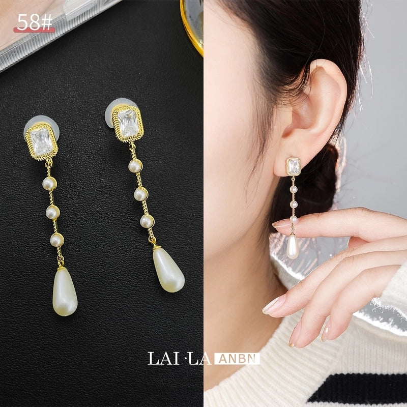 Mosquito Incense Plate Ear Clip Women's Ear Holes Exquisite Pearl Earrings Advanced Hong Kong Style Retro Niche Light Luxury Earrings