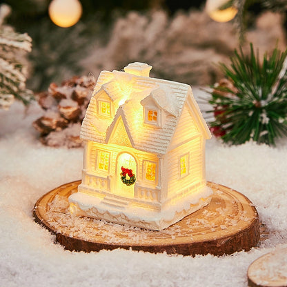Christmas Small Ornaments Holiday Decorations Christmas Eve House Micro Landscape Luminous Desktop Window Scene Layout Gift