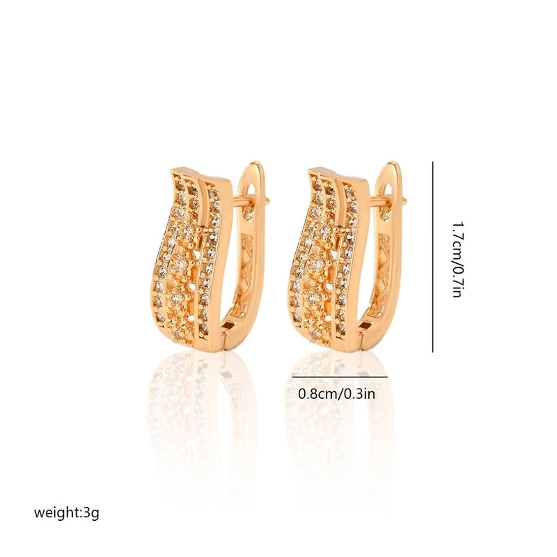 1 Pair Minimalist Solid Color Copper Zircon Earrings