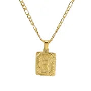 Fashion Letter Rectangle 304 Stainless Steel Titanium Steel 18K Gold Plated Gold Plated Pendant Necklace