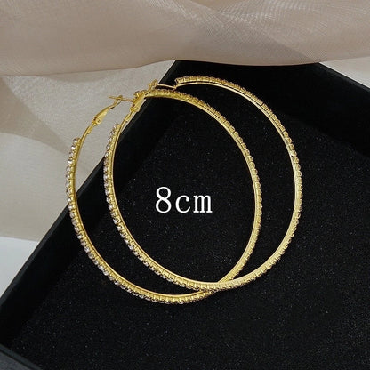 1 Pair Exaggerated Minimalist Circle Plating Inlay Copper Rhinestones Hoop Earrings