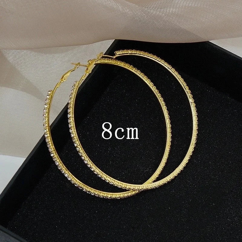 1 Pair Exaggerated Minimalist Circle Plating Inlay Copper Rhinestones Hoop Earrings