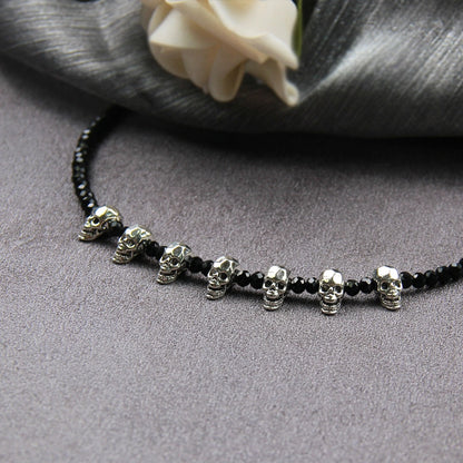 Vintage Style Punk Skull Artificial Crystal Alloy Halloween Unisex Necklace