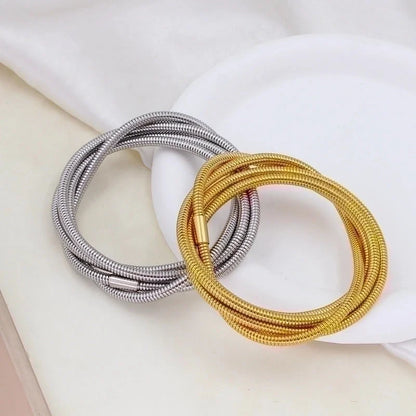 Minimalist Geometric 304 Stainless Steel 18K Gold Plated Bangle In Bulk