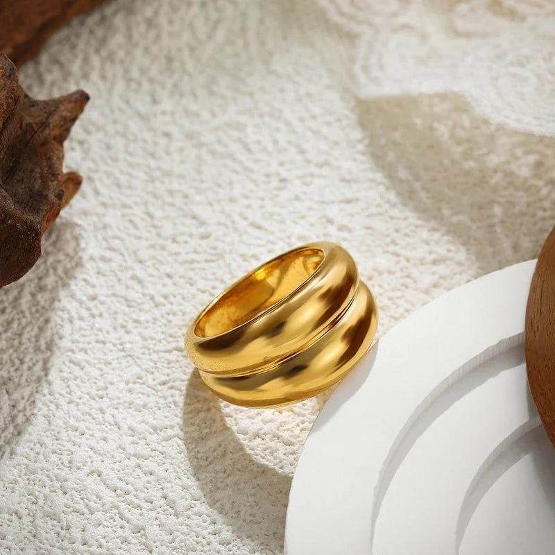 IG Style Elegant Geometric Copper Mixed Metal Rings