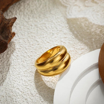 IG Style Elegant Geometric Copper Mixed Metal Rings