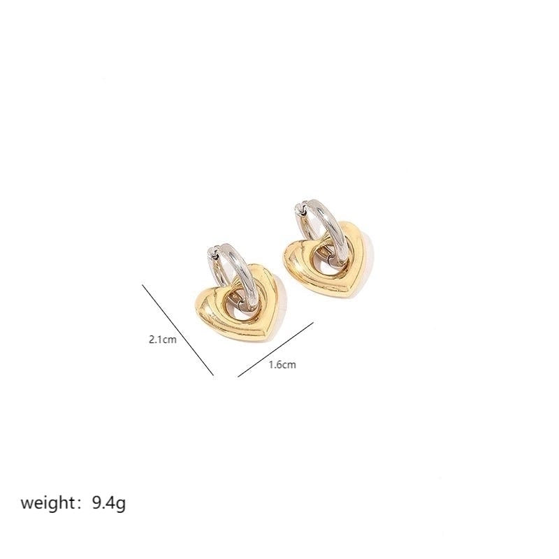 1 Pair Vintage Style Heart Shape Plating Stainless Steel 18K Gold Plated Hoop Earrings