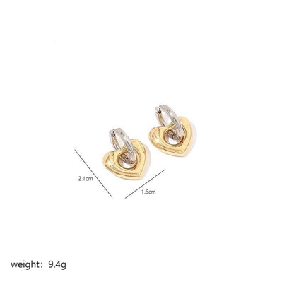 1 Pair Vintage Style Heart Shape Plating Stainless Steel 18K Gold Plated Hoop Earrings