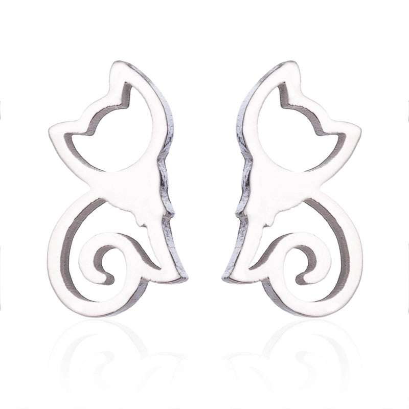 Minimalist Dog Cat Plating 304 Stainless Steel Stainless Steel Earrings