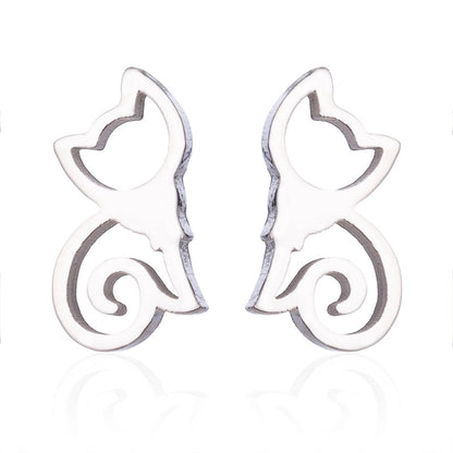 Minimalist Dog Cat Plating 304 Stainless Steel Stainless Steel Earrings
