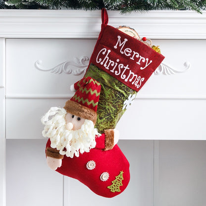 2 Pieces Merrychristmas Large Christmas Socks Santa Claus Snowman Three-dimensional Decoration Gift Bag Gift Bag