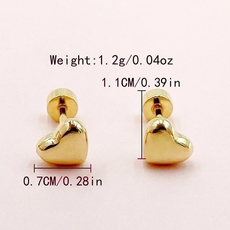 1 Pair Basic Minimalist Star Moon Heart Shape Plating 304 Stainless Steel 14K Gold Plated Ear Studs