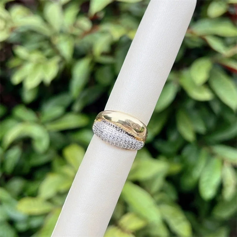 Copper 18K Gold Plated Inlay Geometric Zircon Open Rings