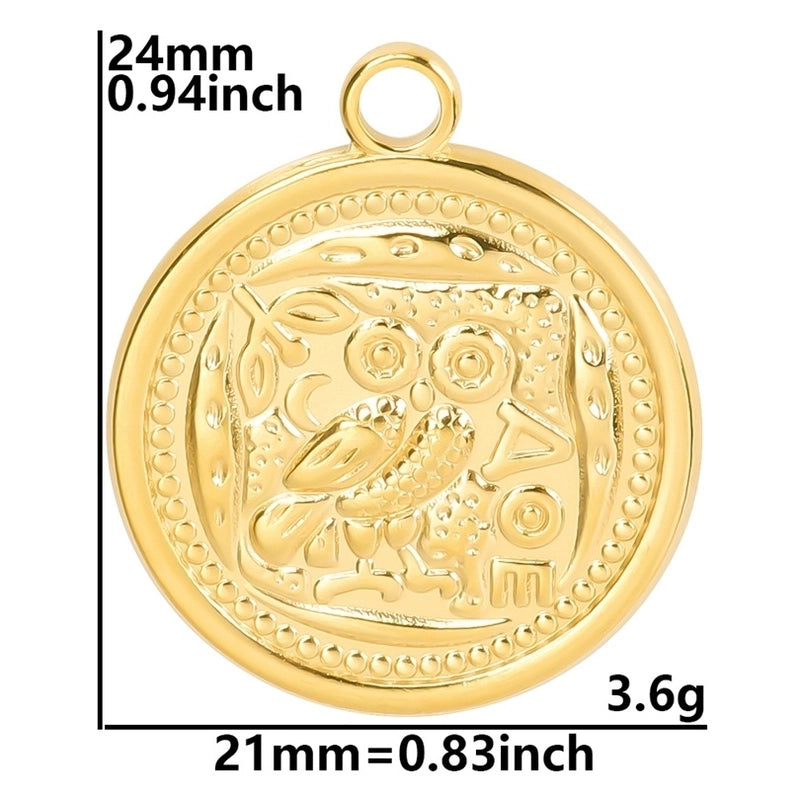 3 Pieces Casual Minimalist Round Owl 304 Stainless Steel 18K Gold Plated Pendant Necklace Necklace Pendant