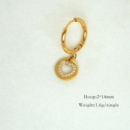 6 Pieces Minimalist Classic Style Solid Color Inlay 304 Stainless Steel Rhinestones Drop Earrings