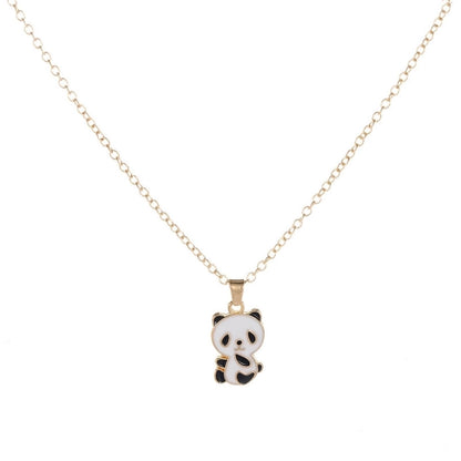 Cartoon Style Cute Panda K Gold Plated 201 Stainless Steel Zinc Alloy Pendant Necklace