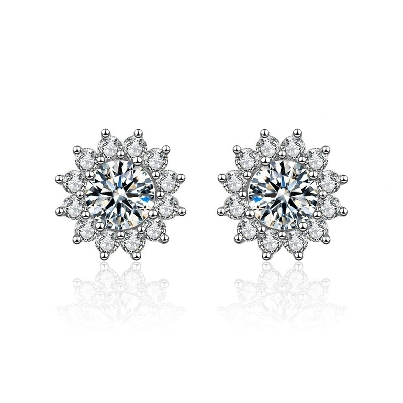 1 Pair Casual Minimalist Geometric Heart Shape Inlay Copper Zircon White Gold Plated Ear Studs