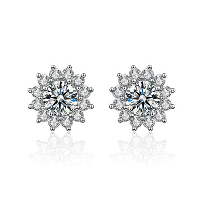 1 Pair Casual Minimalist Geometric Heart Shape Inlay Copper Zircon White Gold Plated Ear Studs