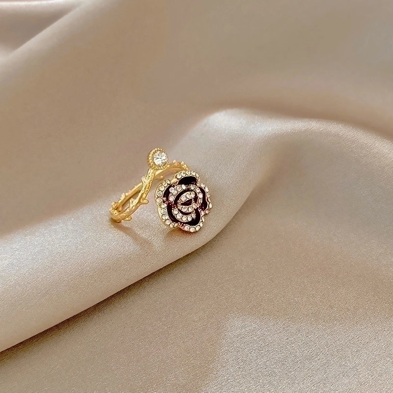 Fashion Leaf Flower Bow Knot Copper Plating Inlay Pearl Zircon Open Ring 1 Piece