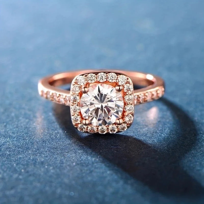 Ig Style Elegant Minimalist Square Copper Plating Inlay Zircon Rose Gold Plated White Gold Plated Gold Plated Rings