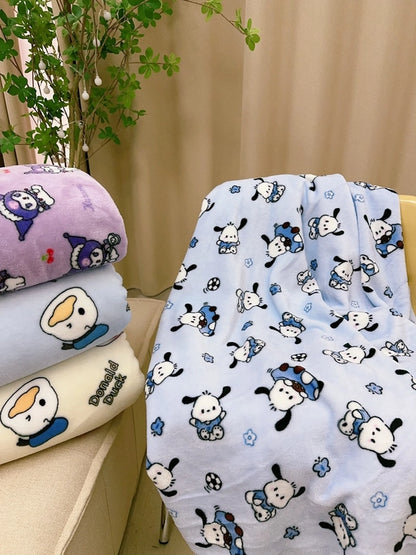 In Stock | Style Autumn And Winter Thickened Cartoon Crayon Small New Flannel Casual Plush Blanket Dormitory Bed Sheet