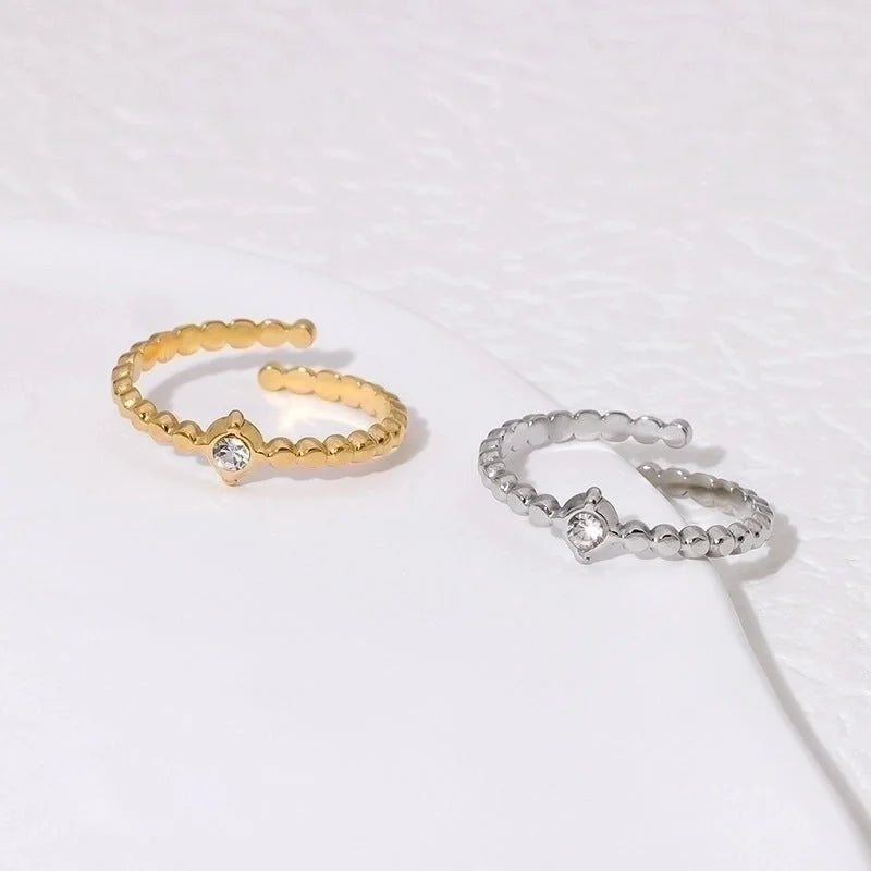 Casual Minimalist Geometric 304 Stainless Steel Hollow Out Inlay Open Rings