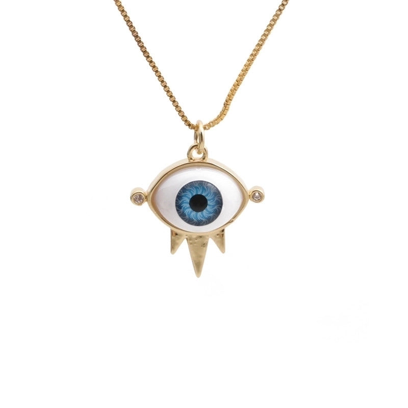Dripping Evil Eye Copper Zircon Pendant Necklace