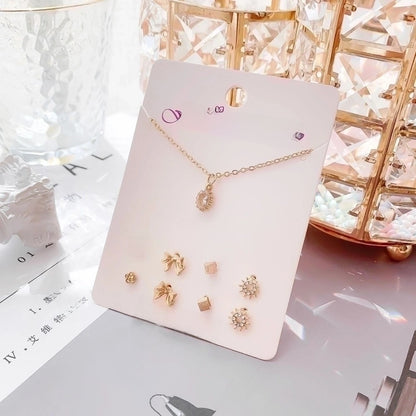 New Crystal Christmas Clavicle Chain Alloy Short Necklace Earring Set