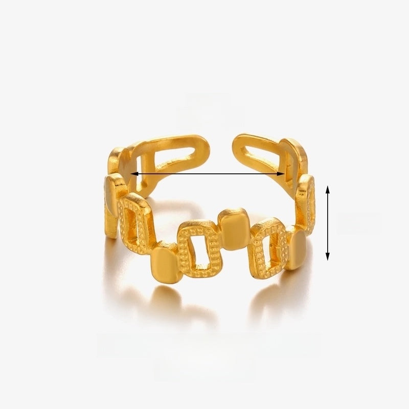 Vintage Style Square 304 Stainless Steel 18K Gold Plated Plating Stainless Steel Rings
