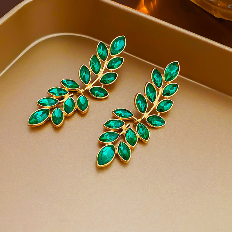 Mid-century Modern Stripe Geometric Alloy Diamond Inlay Earrings