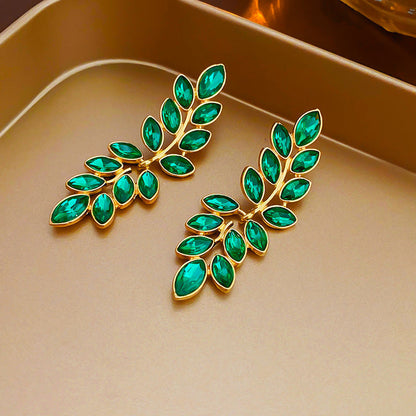 Mid-century Modern Stripe Geometric Alloy Diamond Inlay Earrings