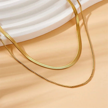 Double-Layer Choker Titanium Steel Necklace Three-Layer Blade Chain Snake Bones Chain Stainless Steel Jewelry Summer Non-Fading Female