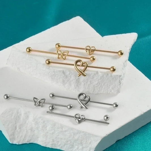 1 Piece Ear Cartilage Rings & Studs Minimalist Butterfly 304 Stainless Steel Plating 18K Gold Plated