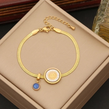 Casual Minimalist Four Leaf Clover Devil's Eye Butterfly Stainless Steel Plating Inlay Zircon Bracelets