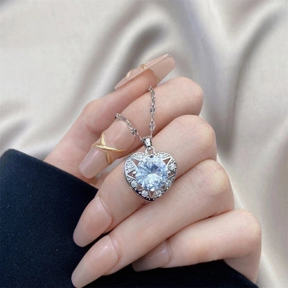 Minimalist Bow Knot Titanium Steel Copper Inlay Rhinestones Pendant Necklace