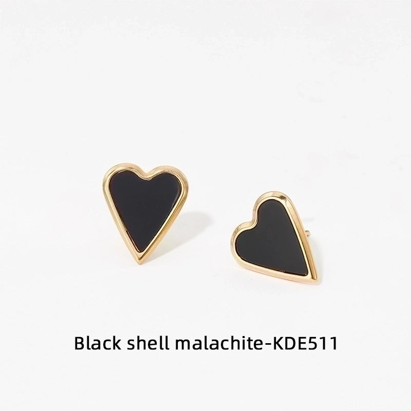 3 Pieces Fashion Heart Shape 304 Stainless Steel Shell 16K Gold Plated White Gold Plated Gold Plated Inlay Earrings Necklace