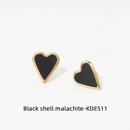 3 Pieces Fashion Heart Shape 304 Stainless Steel Shell 16K Gold Plated White Gold Plated Gold Plated Inlay Earrings Necklace