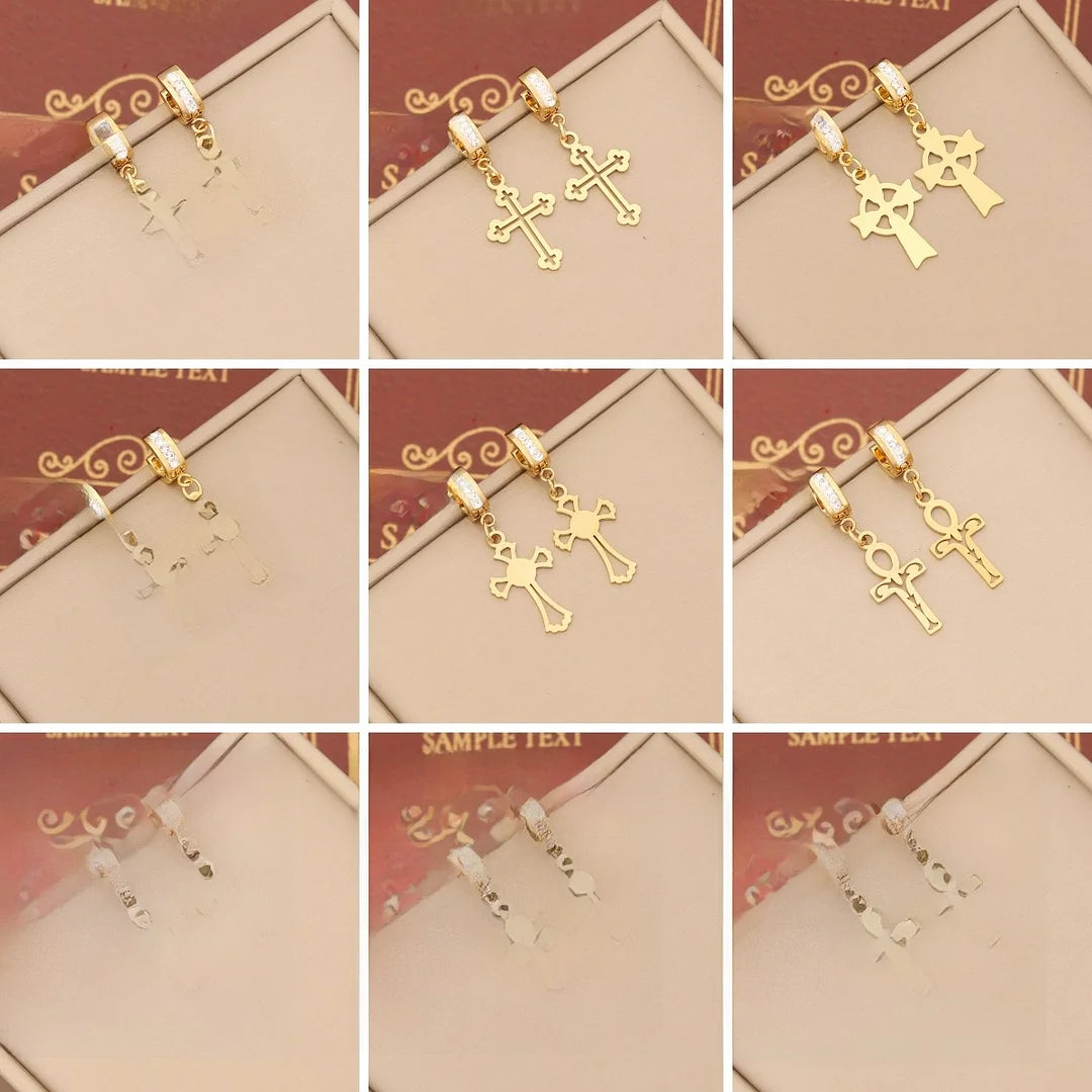 Expressive Cross Stainless Steel Electroplating Earrings