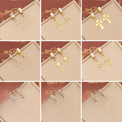 Expressive Cross Stainless Steel Electroplating Earrings