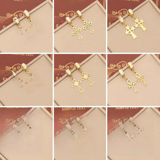 Expressive Cross Stainless Steel Electroplating Earrings