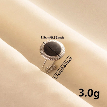 Basic Modern Style Classic Style Geometric Round 304 Stainless Steel 18K Gold Plated Polishing Enamel Open Rings